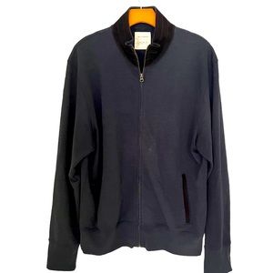 Billy Reid Full Zip Navy Blue Brown Suede Lg